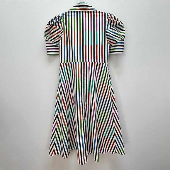 Silvia Tcherassi Roopal Color-Block Shirt Dress in Sangria Stripes, Sz S - Picture 9 of 14